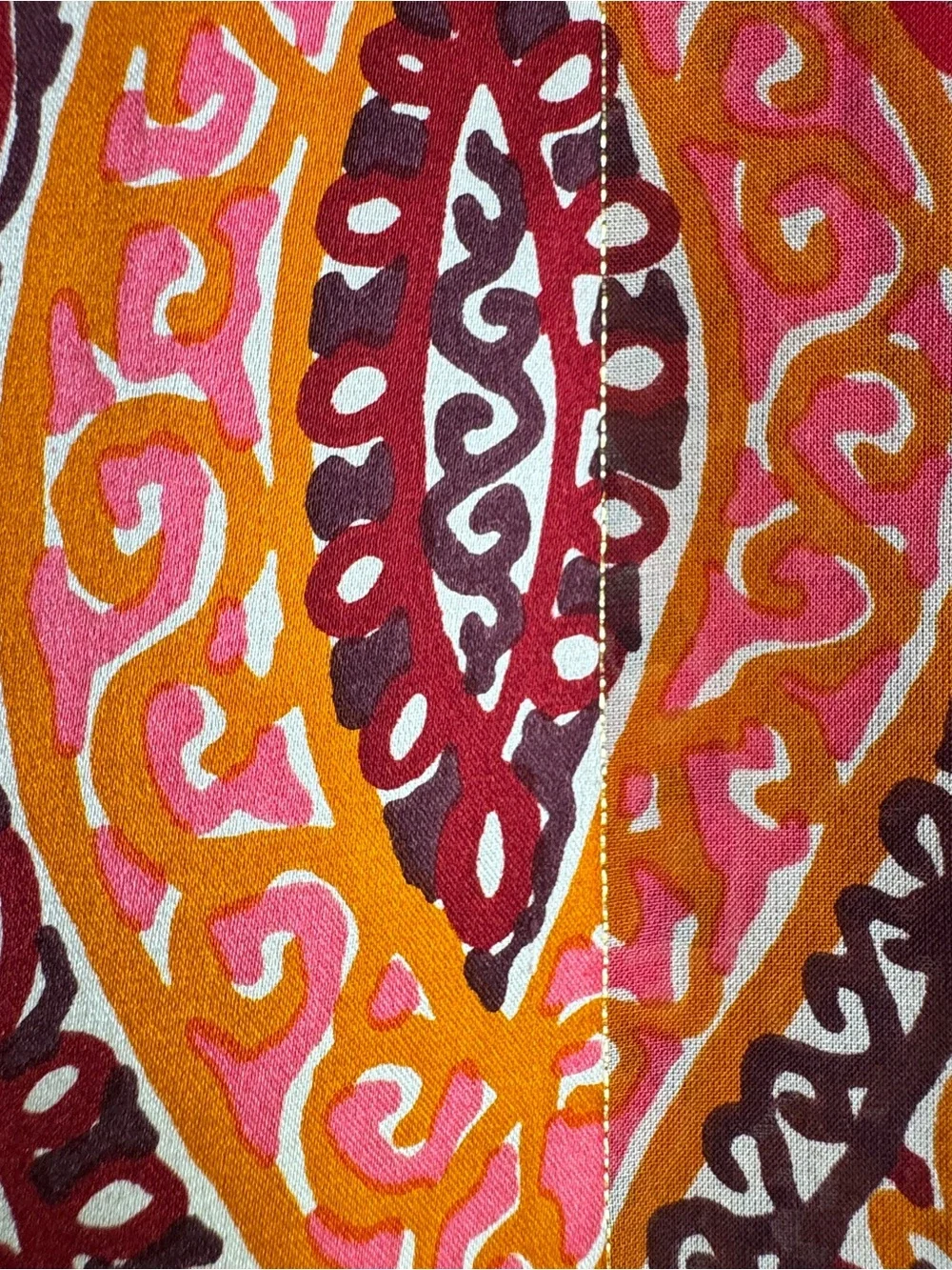 Jones New York 100% Silk Scarf Boho Geometric Paisley Burgundy Pink 60”